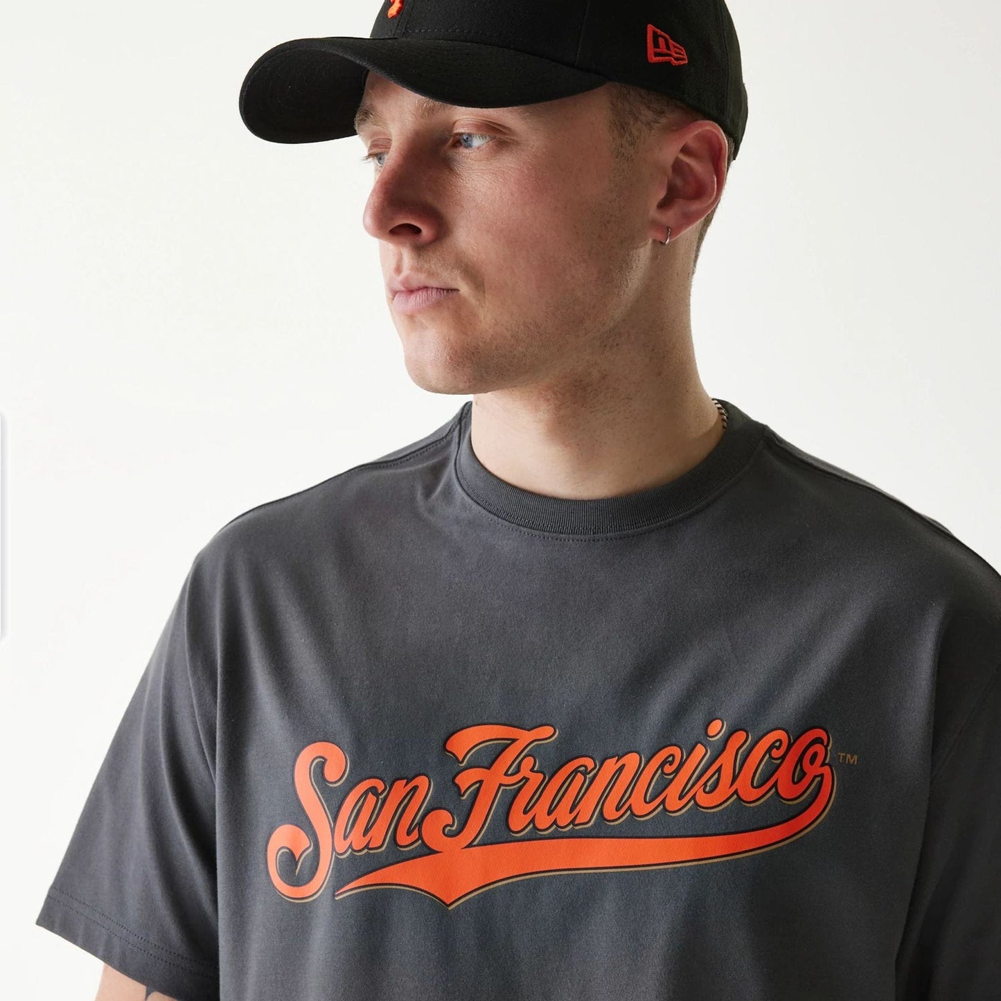 The Male model is wearing San Francisco Giants MLB Navajo Pattern Dark Grey T-Shirt 3
