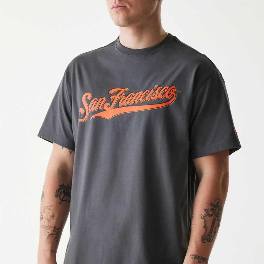 The Male model is wearing San Francisco Giants MLB Navajo Pattern Dark Grey T-Shirt 4