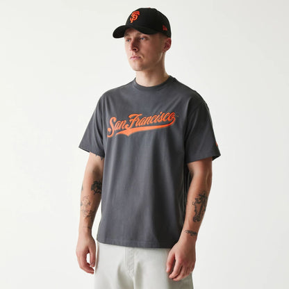 The Male model is wearing San Francisco Giants MLB Navajo Pattern Dark Grey T-Shirt 1