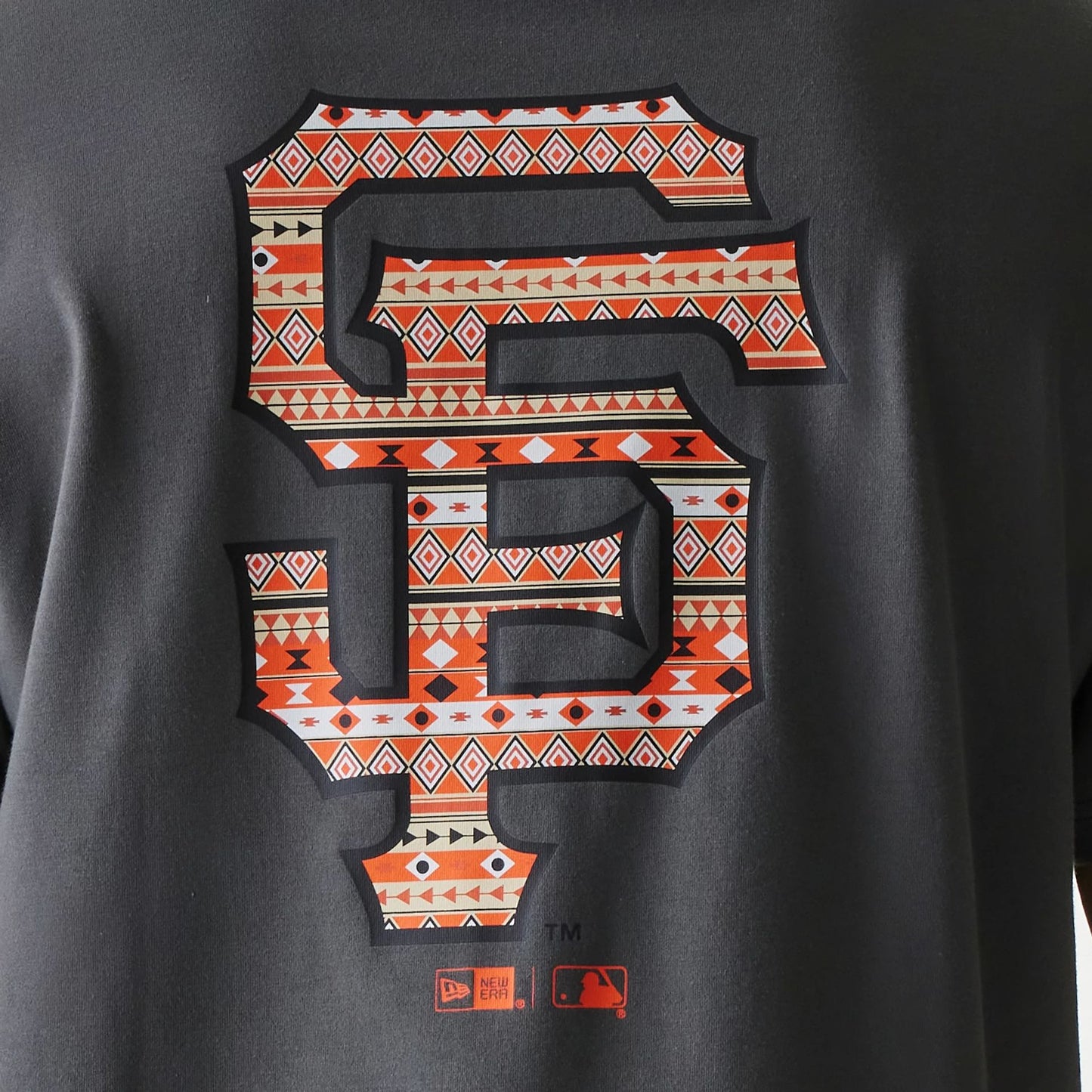 The Male model is wearing San Francisco Giants MLB Navajo Pattern Dark Grey T-Shirt 5
