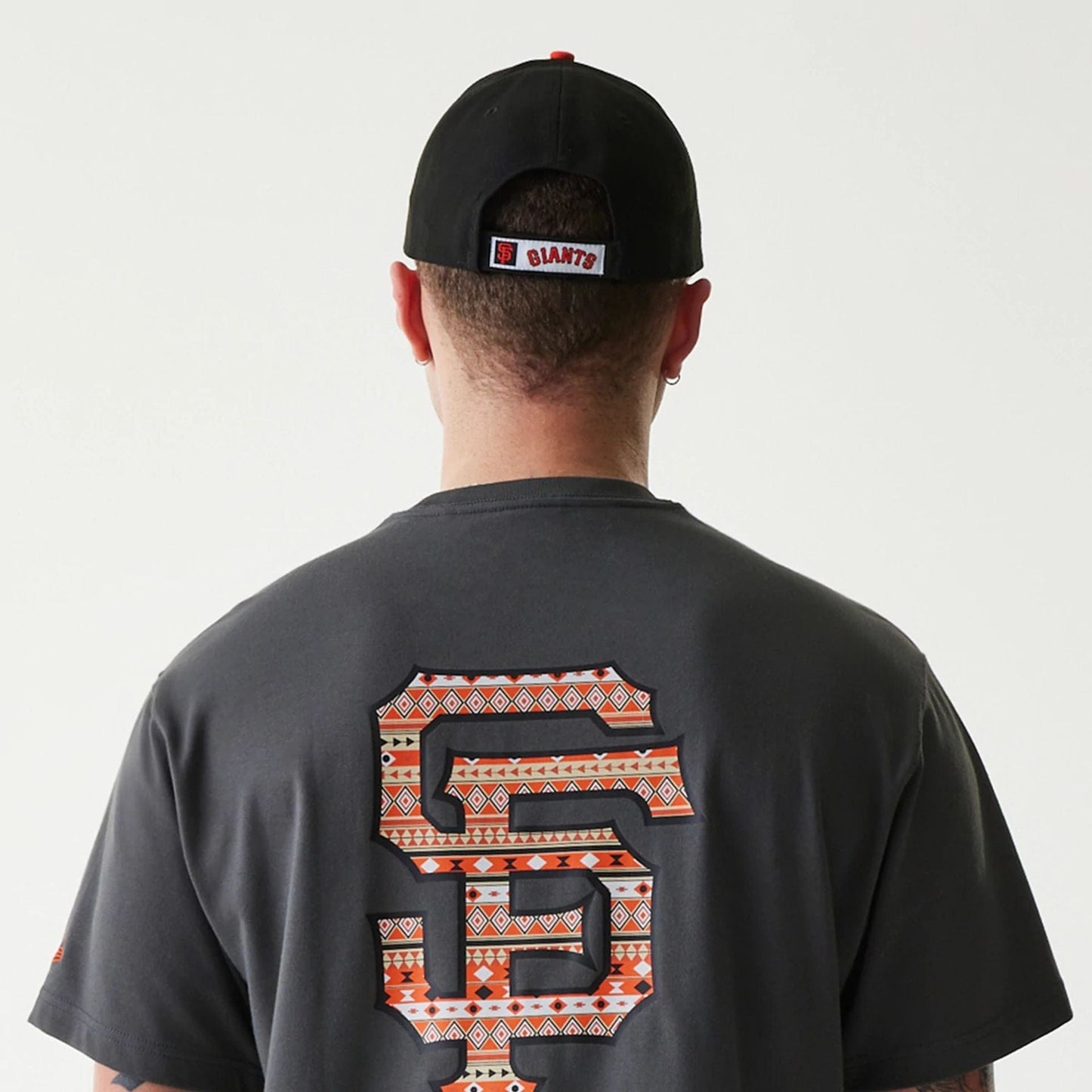 The Male model is wearing San Francisco Giants MLB Navajo Pattern Dark Grey T-Shirt 6
