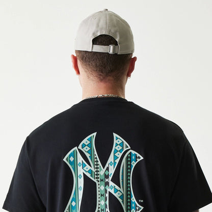 The Male model is wearing New York Yankees MLB Navajo Pattern Black T-Shirt 6