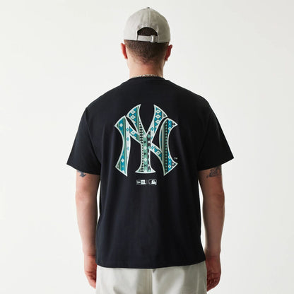 The Male model is wearing New York Yankees MLB Navajo Pattern Black T-Shirt 2