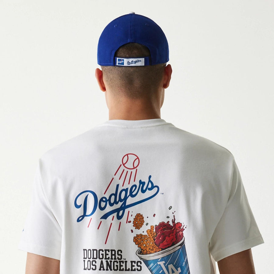 The Male model is wearing LA Dodgers MLB Cheering Food White T-Shirt 7