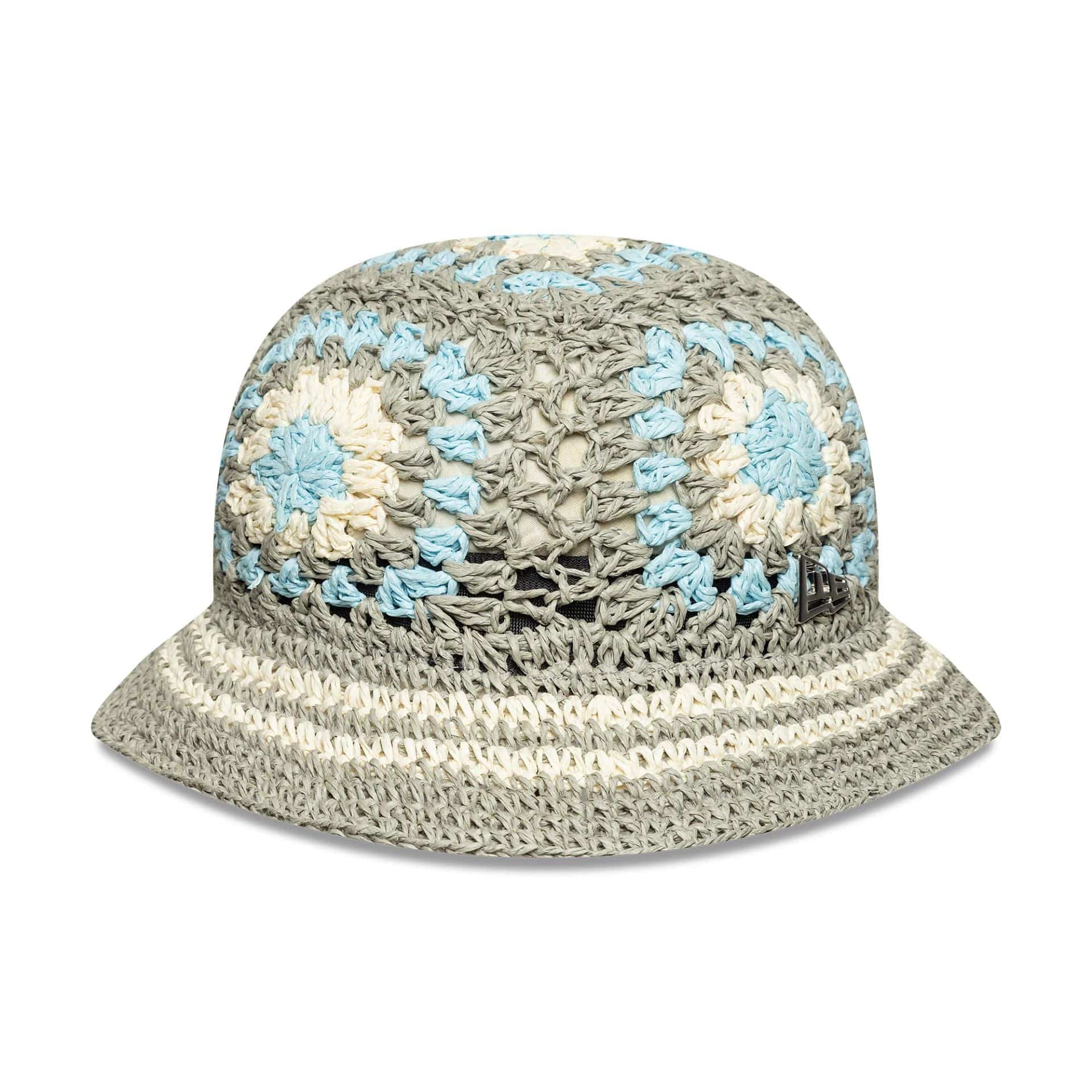 This is a New Era Japan Crochet Knit Paper Beige Explorer Bucket Hat 1