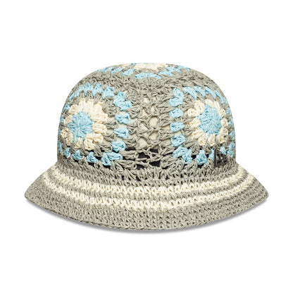 This is a New Era Japan Crochet Knit Paper Beige Explorer Bucket Hat 1