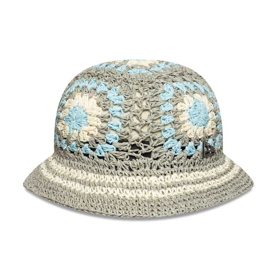 This is a New Era Japan Crochet Knit Paper Beige Explorer Bucket Hat 1