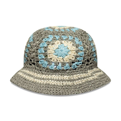 This is a New Era Japan Crochet Knit Paper Beige Explorer Bucket Hat 2