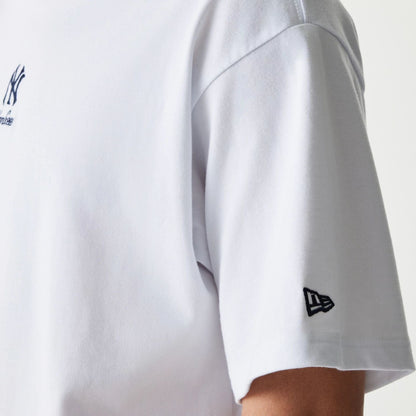 The Male model is wearing New York Yankees MLB Mini Embroidery White T-Shirt 3