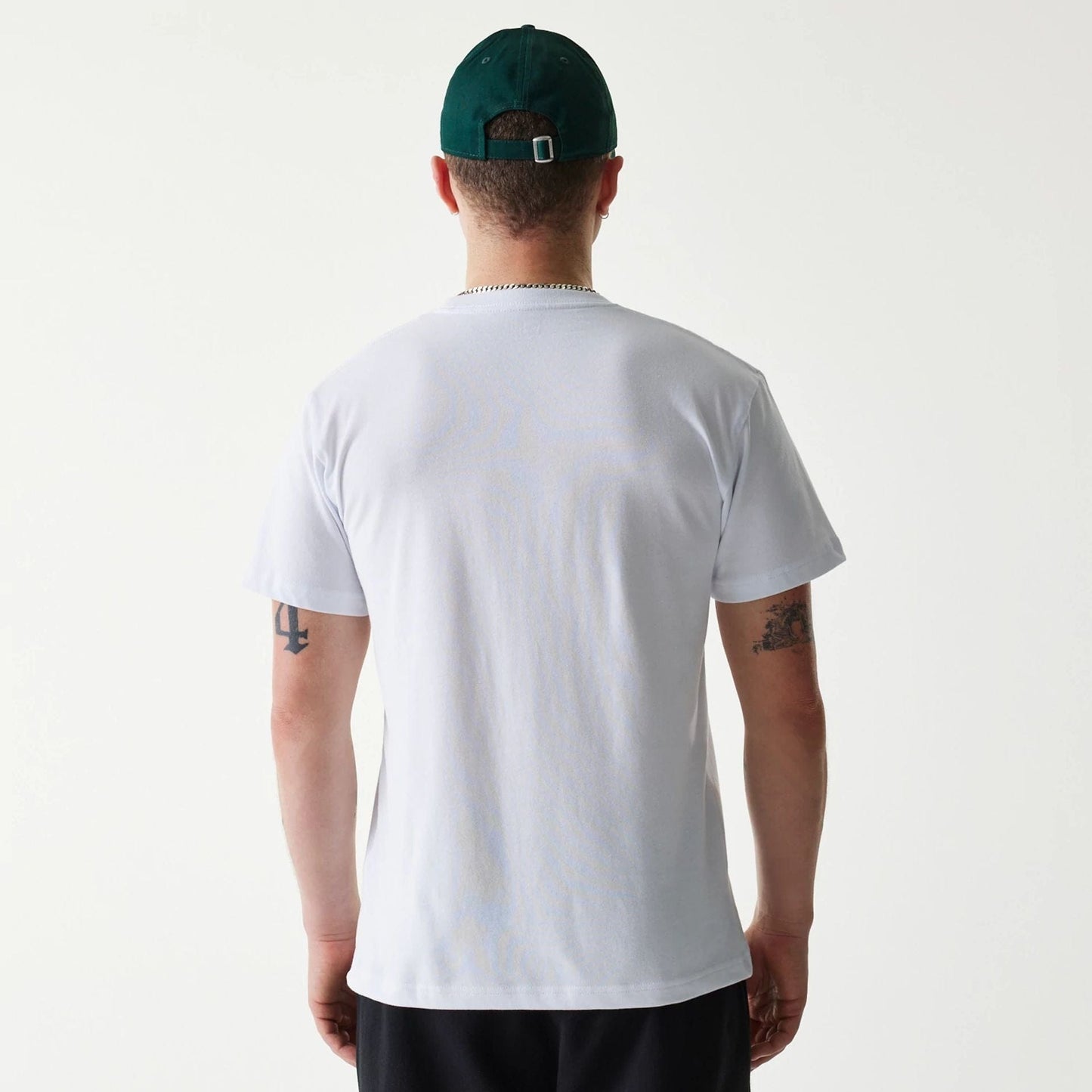 The Male model is wearing New Era Japan Mini Flag Logo White T-Shirt 2
