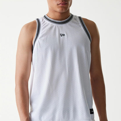 The Male model is wearing New Era Japan Mesh White Sleeveless T-Shirt 3