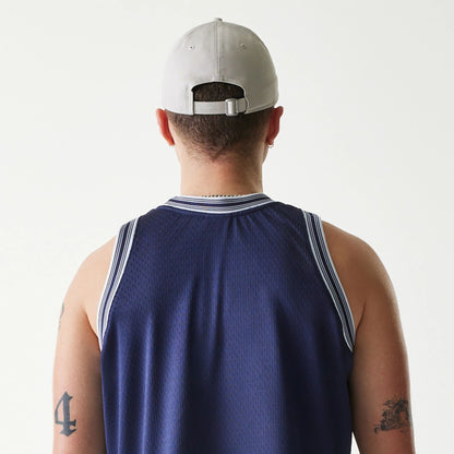 The Male model is wearing New Era Japan Mesh Navy Sleeveless T-Shirt 6
