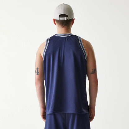 The Male model is wearing New Era Japan Mesh Navy Sleeveless T-Shirt 2