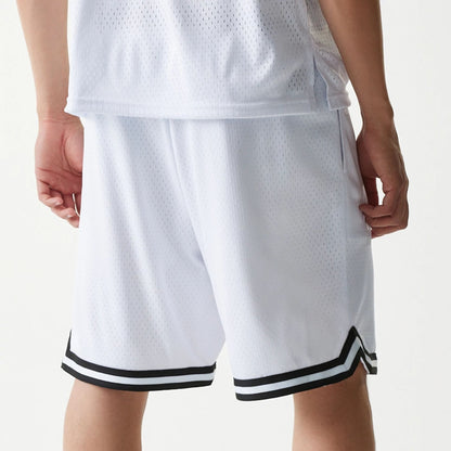 The Male model is wearing New Era Japan Mesh White Shorts 5