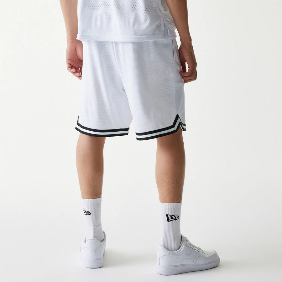The Male model is wearing New Era Japan Mesh White Shorts 2