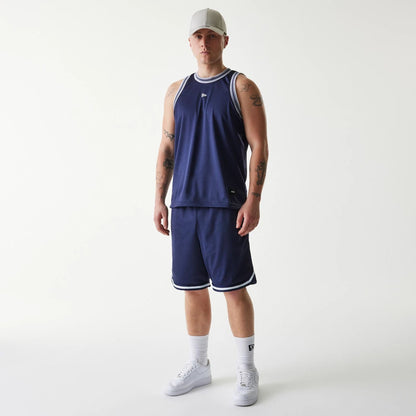 The Male model is wearing New Era Japan Mesh Navy Shorts 7
