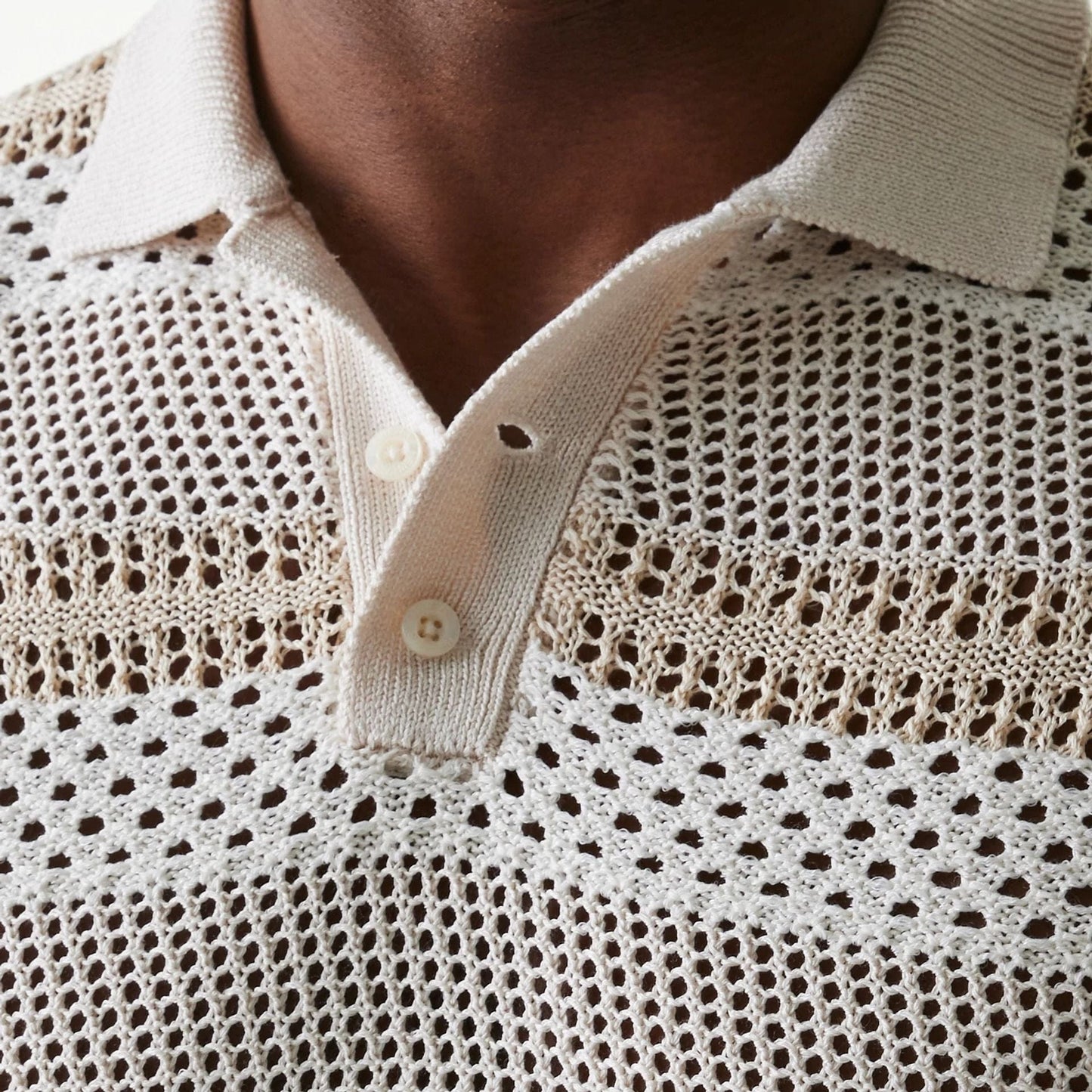 The Male model is wearing New Era Japan Mesh White Polo T-Shirt 3