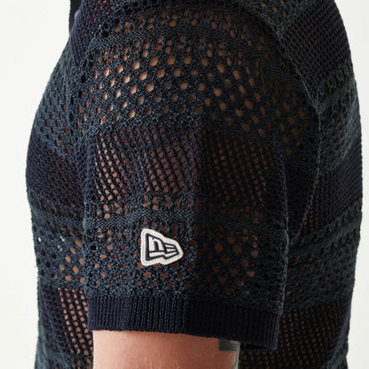 The Male model is wearing New Era Japan Mesh Black Polo T-Shirt 4