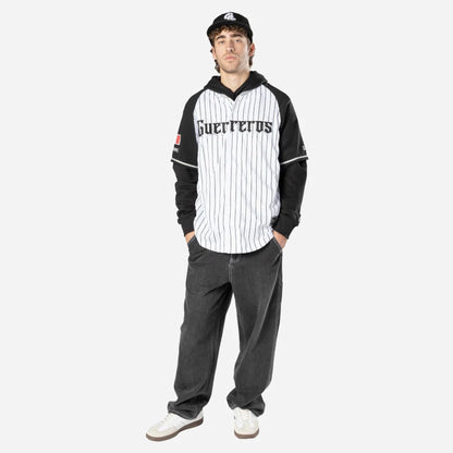 The Male model is wearing Oaxaca Guerreros Mexico LMB On Field White On-Field Jersey 7
