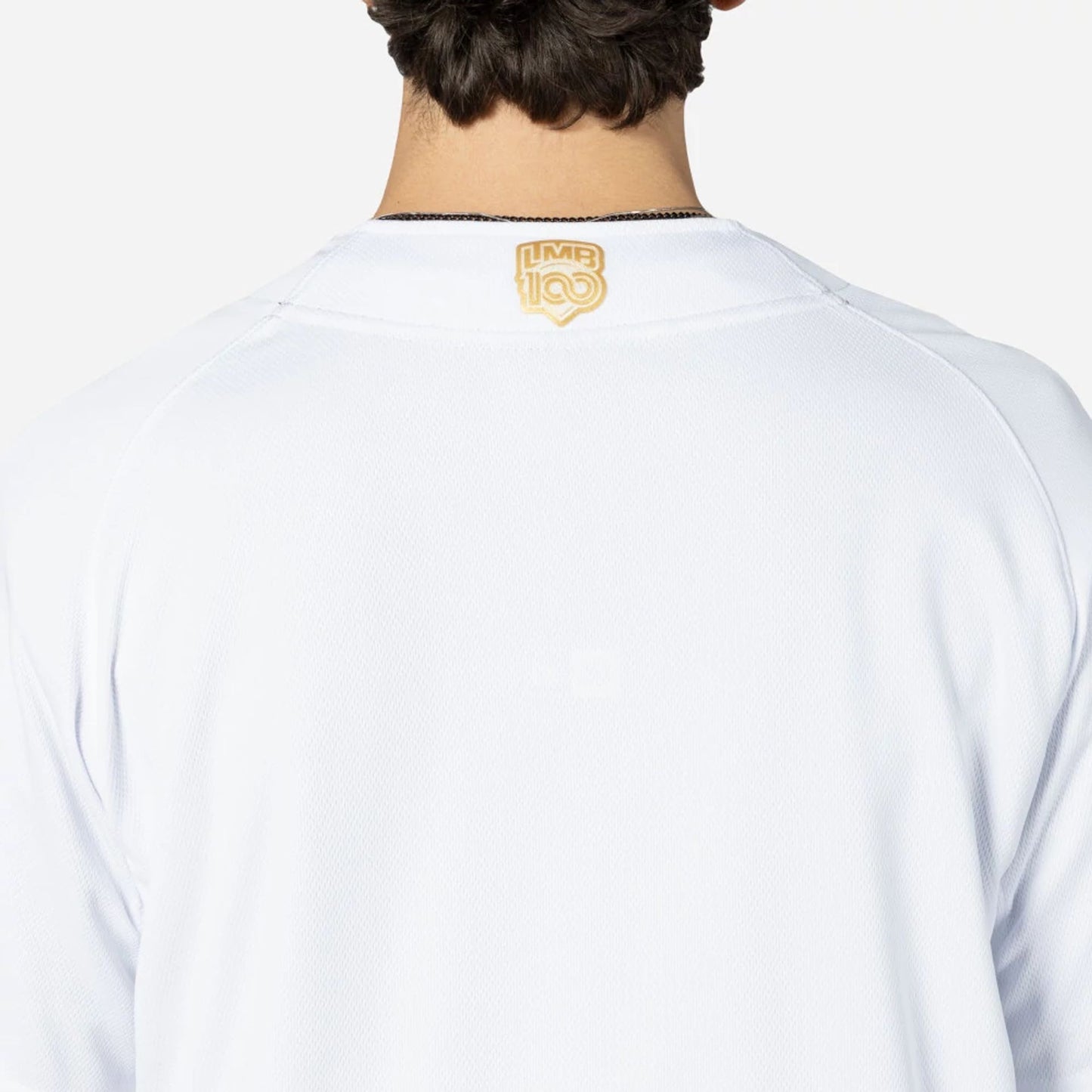 The Male model is wearing Charros De Jalisco Mexico LMB On Field White On-Field Jersey 6