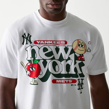 The Male model is wearing New York MLB Souvenir White Oversized T-Shirt 3