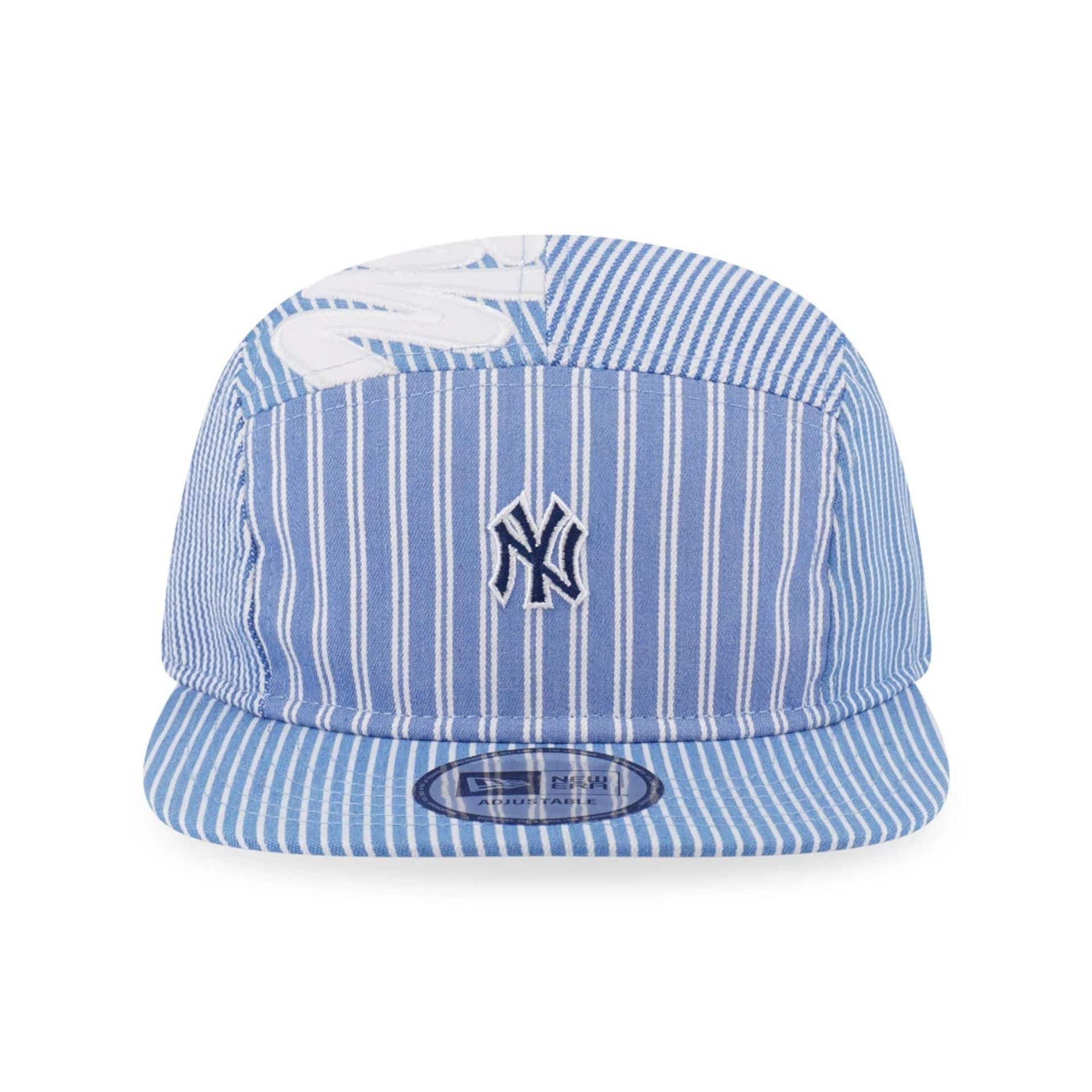 This is a New York Yankees MLB Patchwork Open Blue Camper Adjustable Cap 2