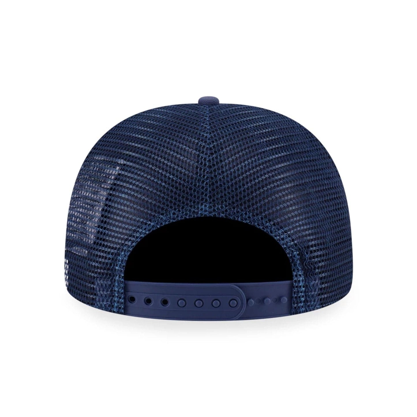 This is a New Era Basic Dark Blue 9FORTY A-Frame Trucker Adjustable Cap 3
