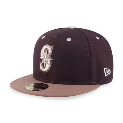 This is a Seattle Mariners MLB Iced Latte Dark Brown 59FIFTY Fitted Cap 1
