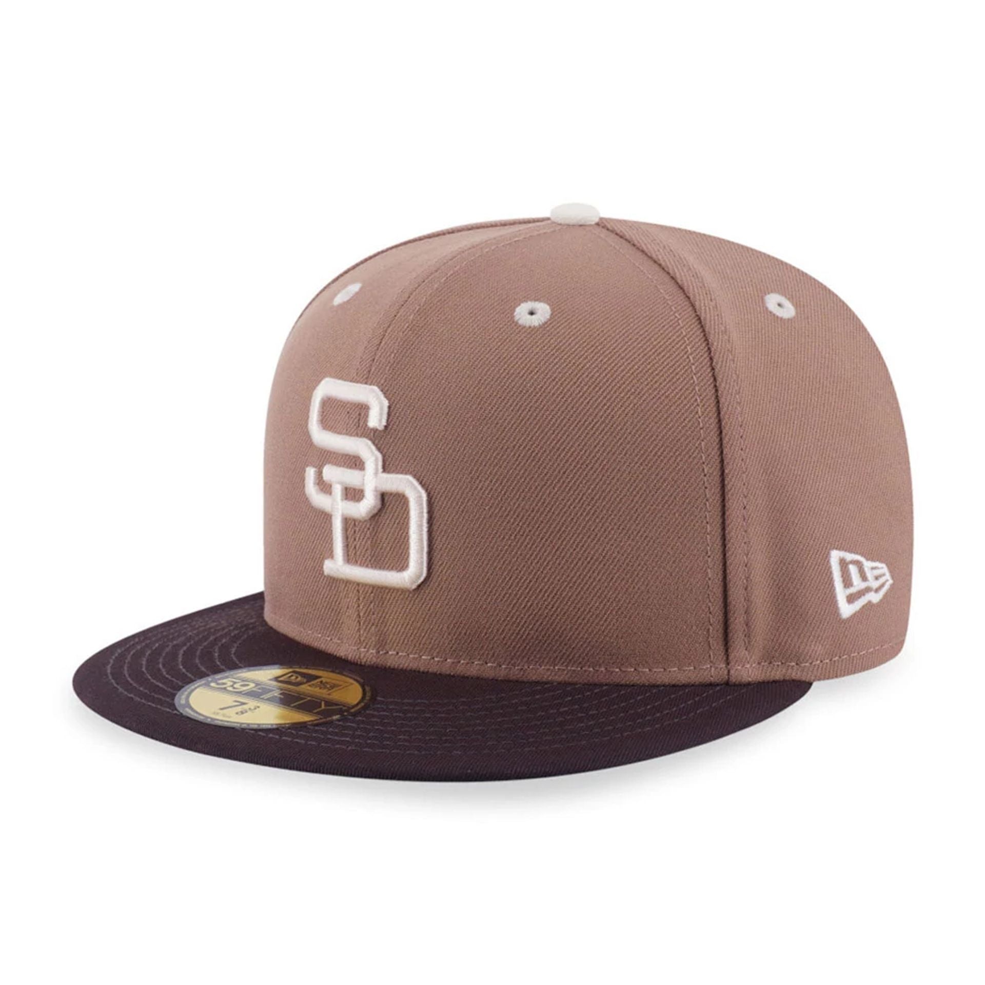 This is a San Diego Padres MLB Iced Latte Beige 59FIFTY Fitted Cap 1