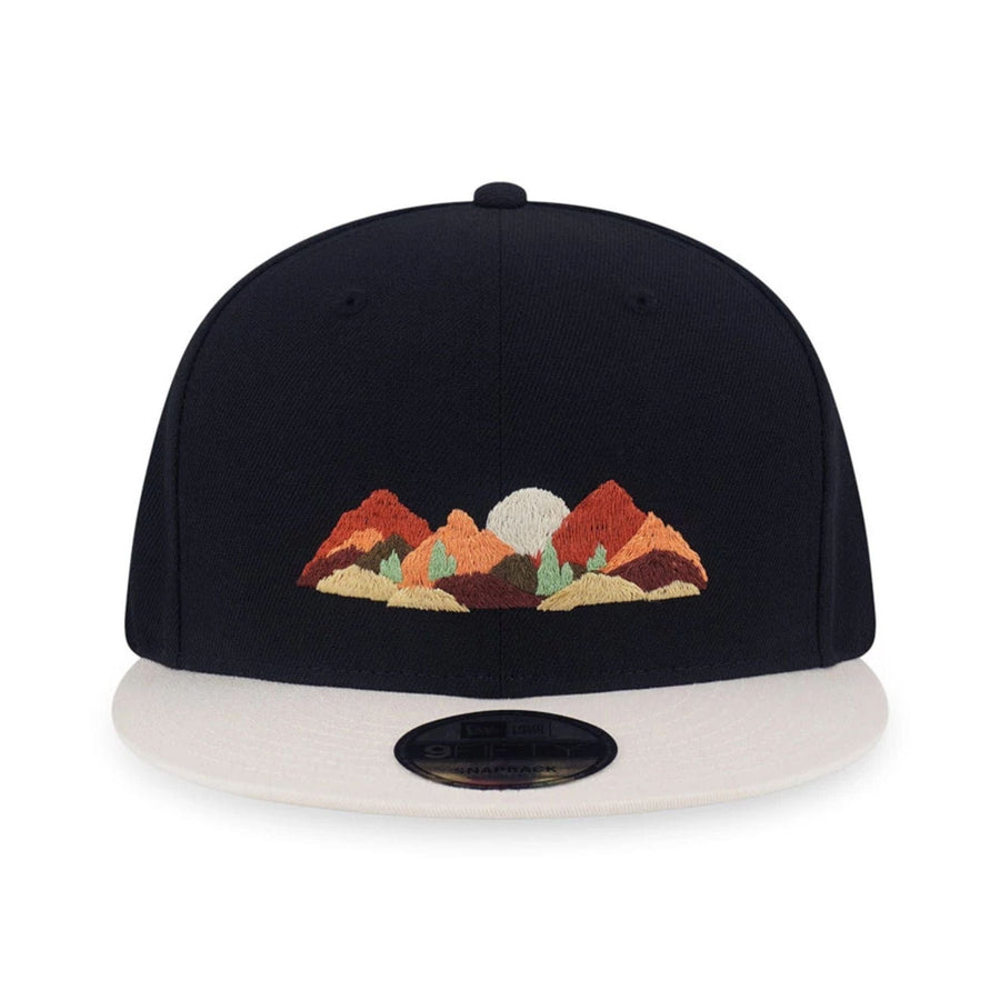 Pictured is this New Era Mountain Logo 9FIFTY Snapback cap in black. 2