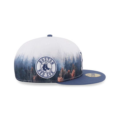 Pictured is this MLB Forest Boston Red Sox 59FIFTY Fitted cap in dark blue. 3
