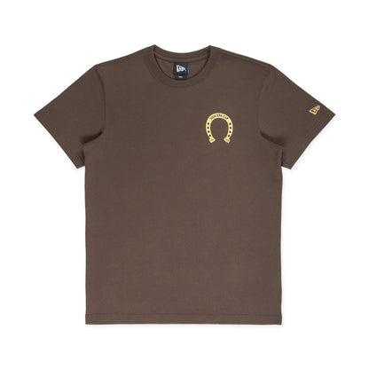 The model is wearing this New Era Year Of The Horse T-Shirt in brown. 1
