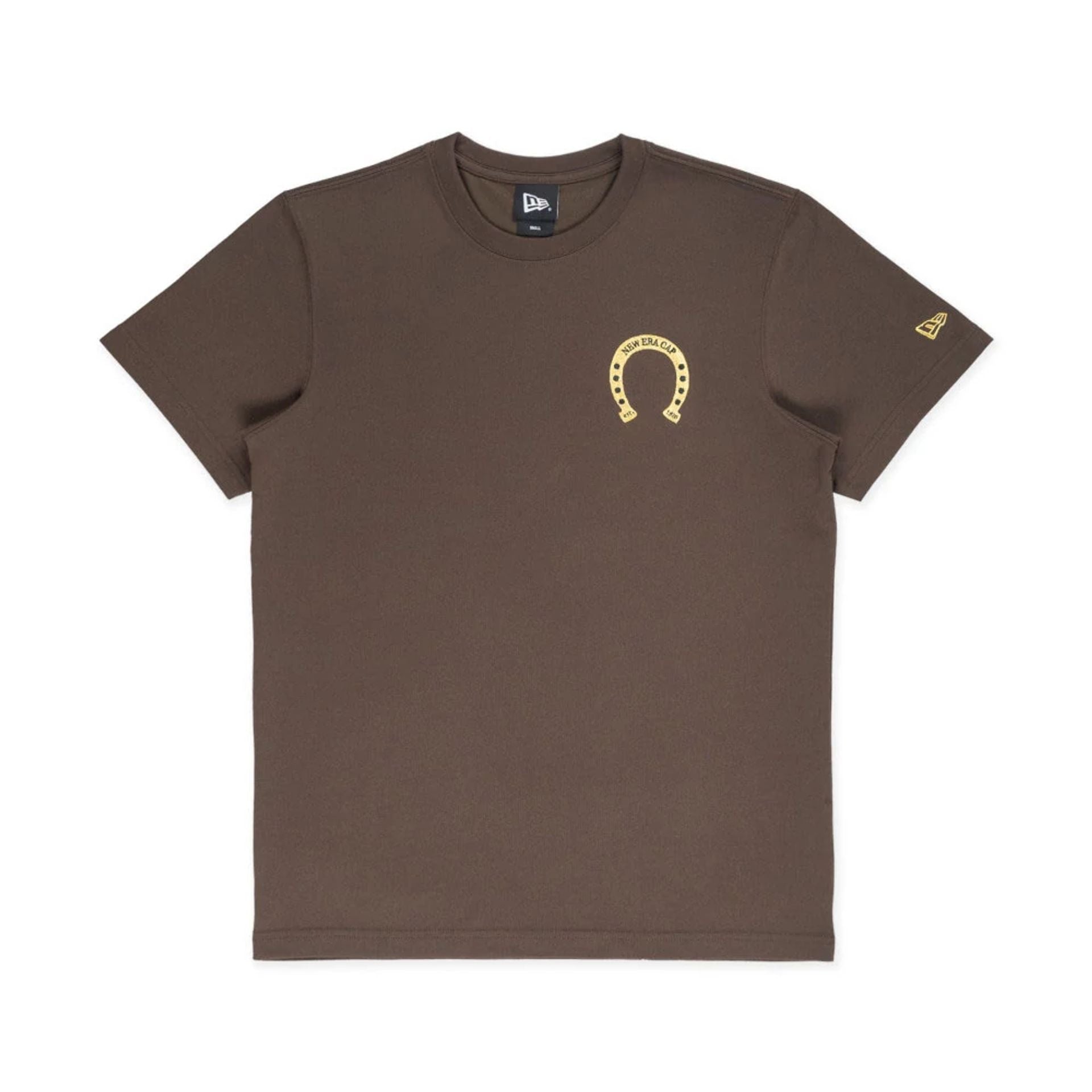 The model is wearing this New Era Year Of The Horse T-Shirt in brown. 1