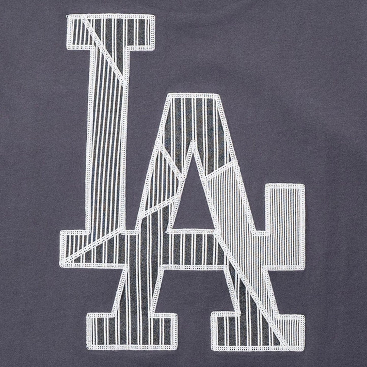 The Male model is wearing LA Dodgers MLB Patchwork Grey T-Shirt 3