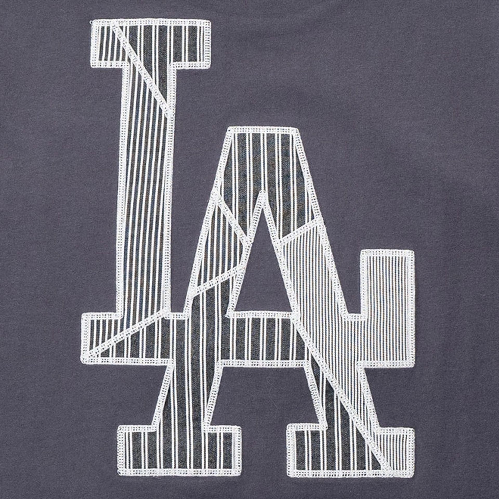 The Male model is wearing LA Dodgers MLB Patchwork Grey T-Shirt 3