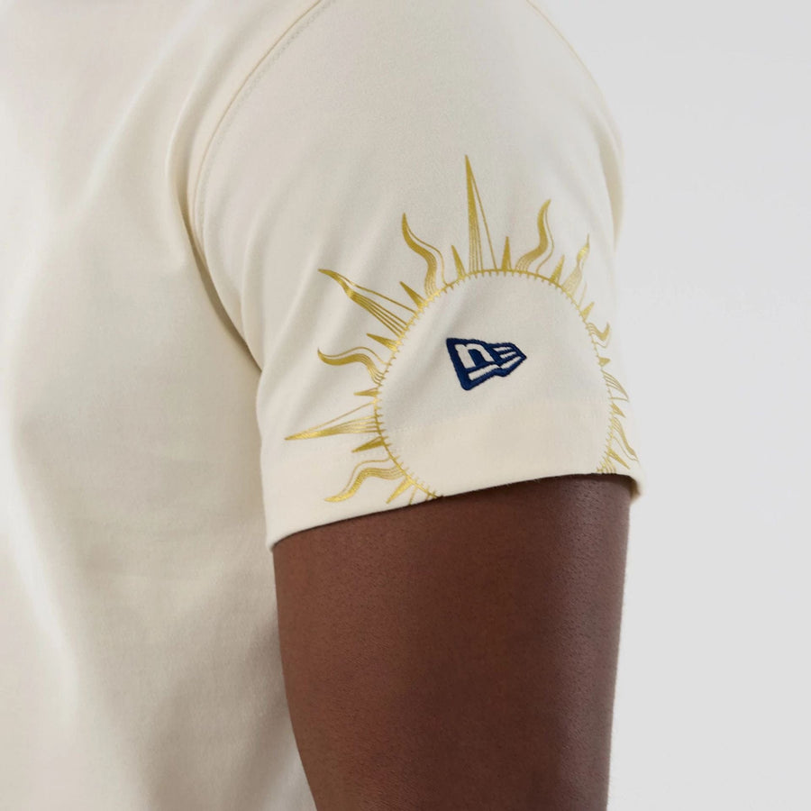 The model is wearing this MLB Cosmic Craft New York Yankees T-Shirt in white. 5