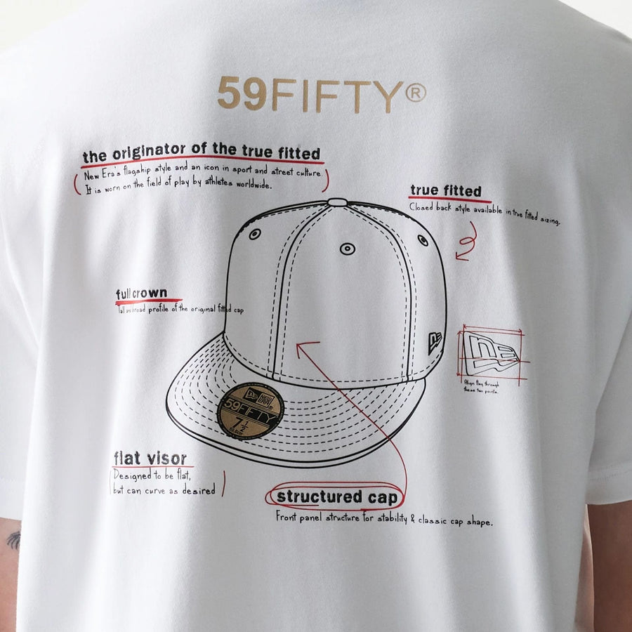 The Male model is wearing 59FIFTY Fitted Cap Description White T-Shirt 6