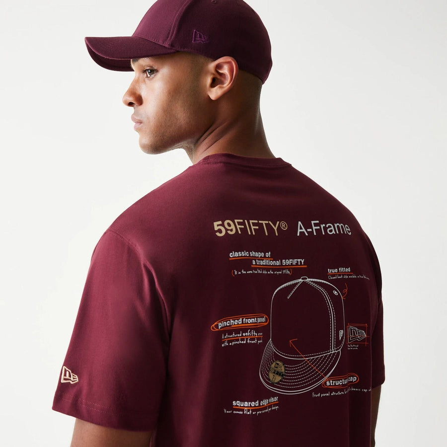 The Male model is wearing A-Frame 59FIFTY Fitted Cap Description Dark Red T-Shirt 5
