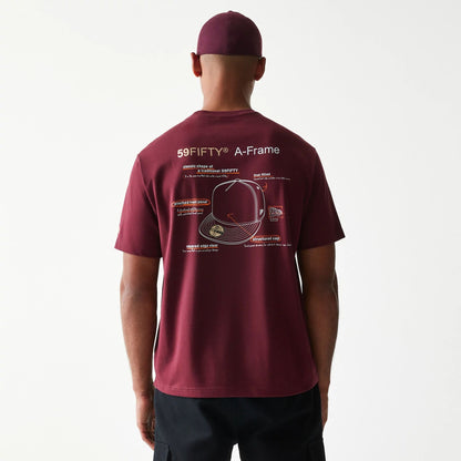 The Male model is wearing A-Frame 59FIFTY Fitted Cap Description Dark Red T-Shirt 2