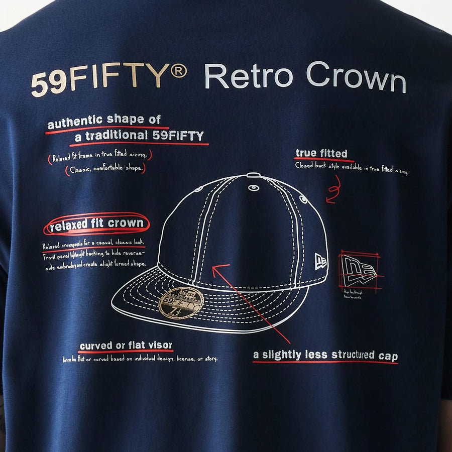 The Male model is wearing Retro Crown 59FIFTY Fitted Cap Description Navy T-Shirt 7