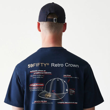 The Male model is wearing Retro Crown 59FIFTY Fitted Cap Description Navy T-Shirt 6