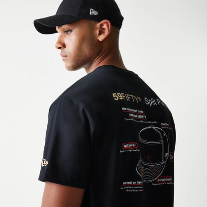 The Male model is wearing Split Panel 59FIFTY Fitted Cap Description Black T-Shirt 2
