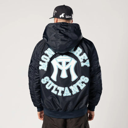 The Male model is wearing Sultanes De Monterrey LMB X Alpha Navy Jacket 2