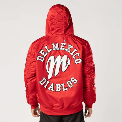 The Male model is wearing Mexico Diablos LMB X Alpha Red Jacket 6
