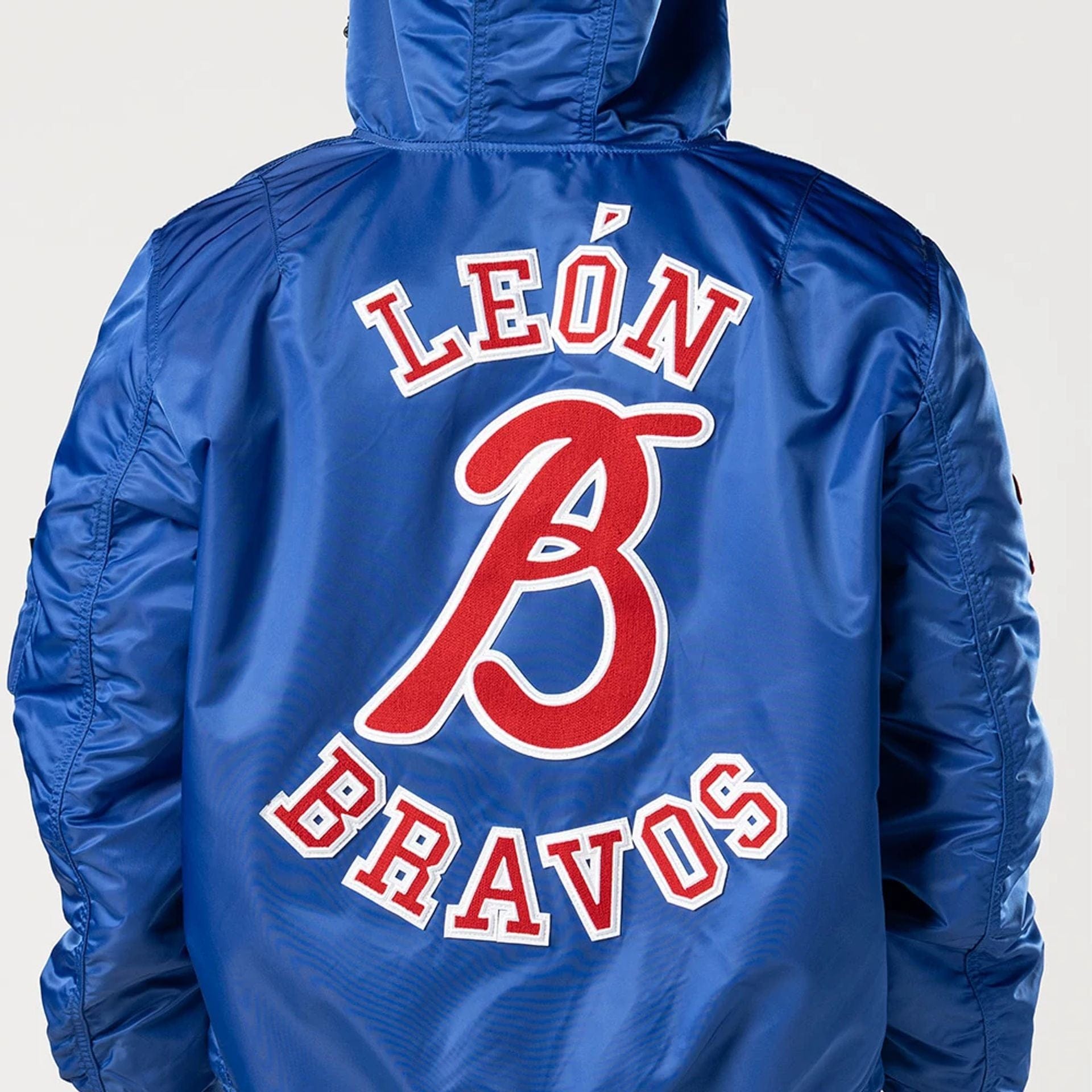 The Male model is wearing Leon Bravos LMB X Alpha Blue Jacket 5