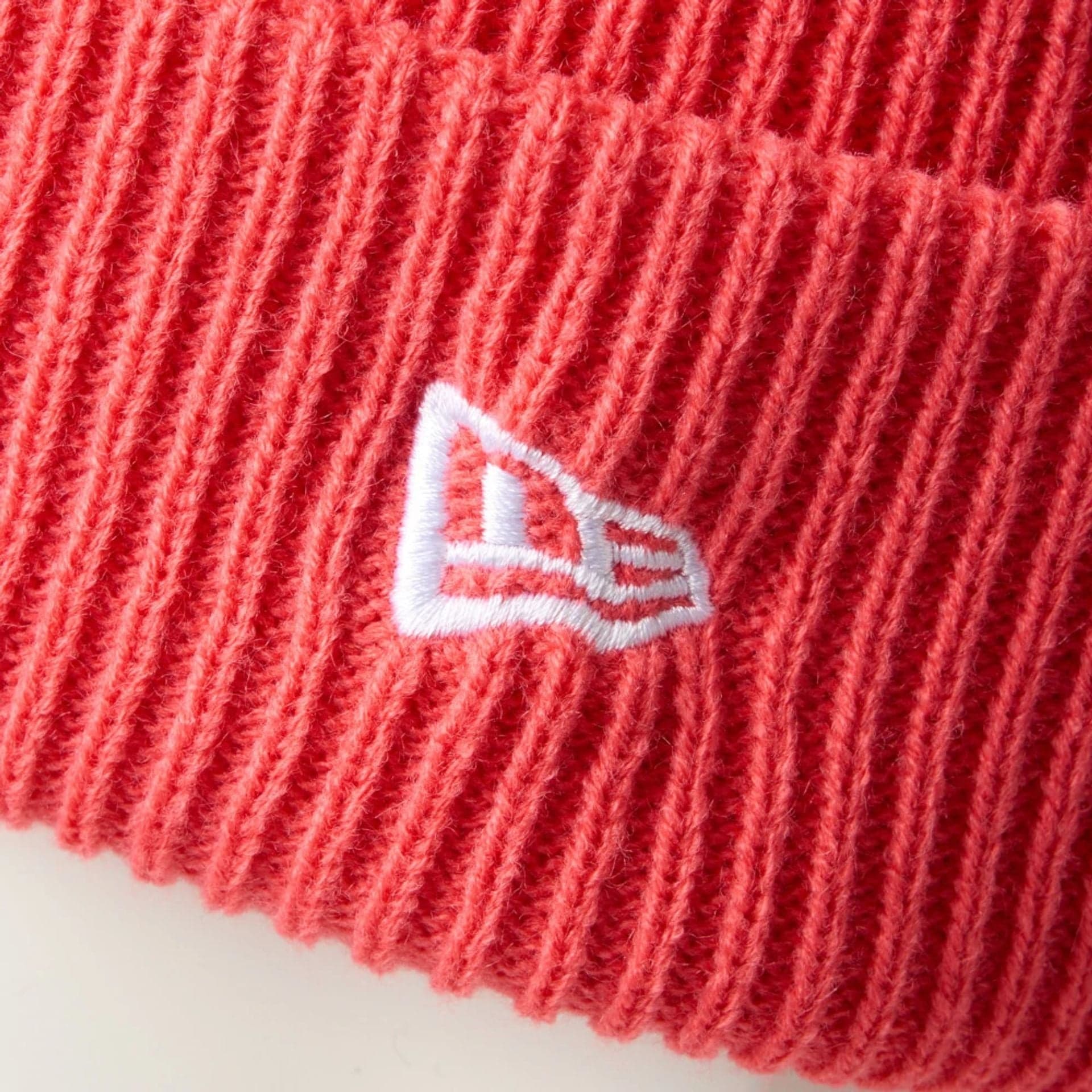 This is a  New Era Pastel Pink Rib Knit Beanie Hat 5