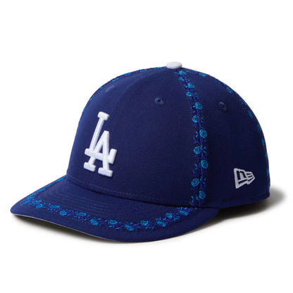 This is a LA Dodgers MLB Rose Emblem Dark Blue Low Profile 59FIFTY Fitted Cap 1