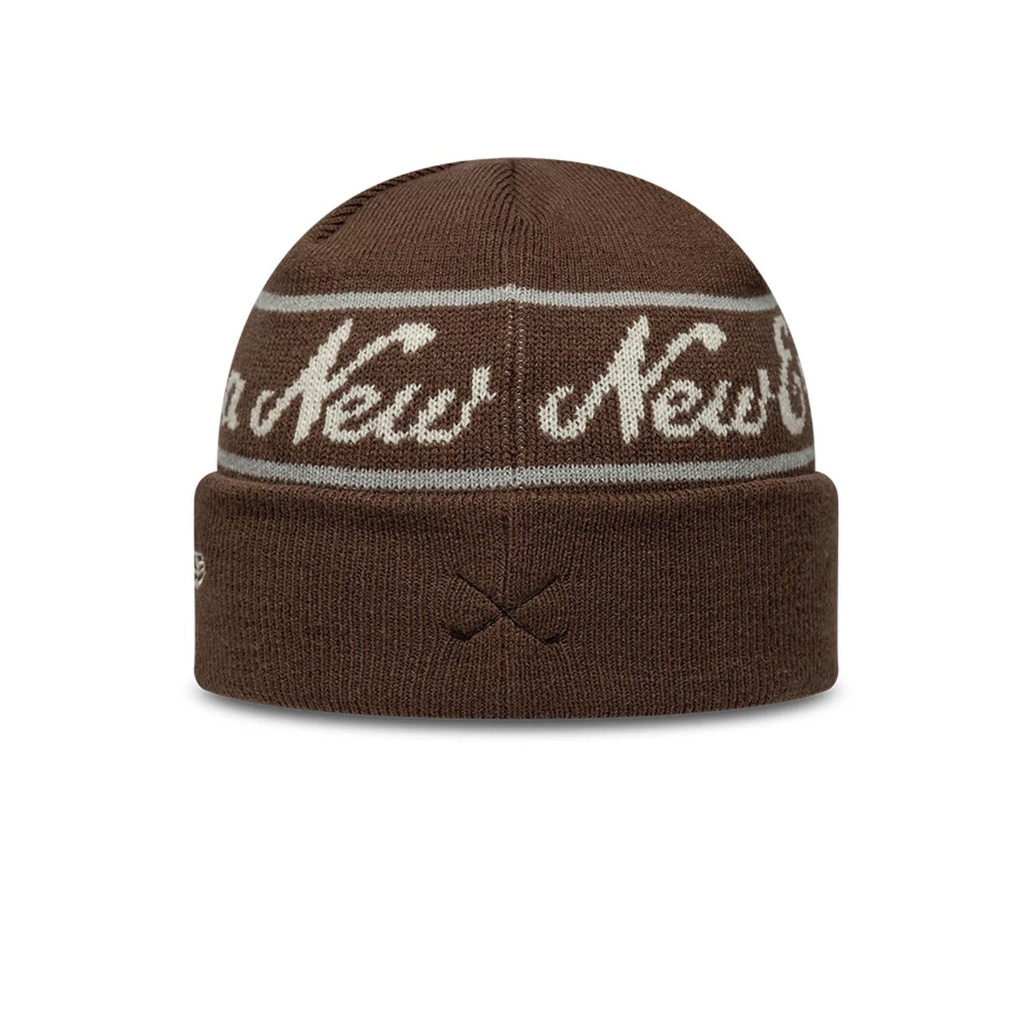 This is a New Era Dark Brown Visor Knit Beanie Hat 6