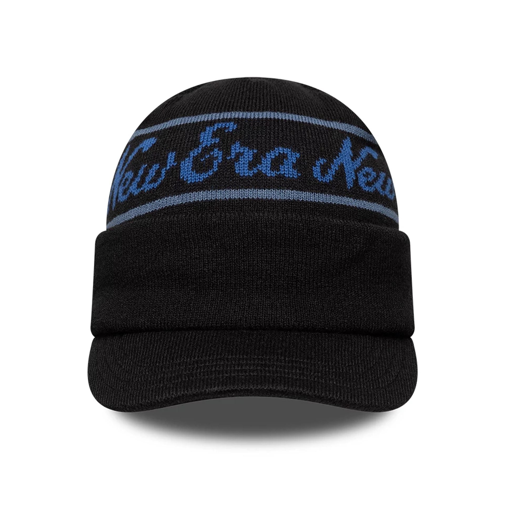 This is a New Era Black Visor Knit Beanie Hat 2
