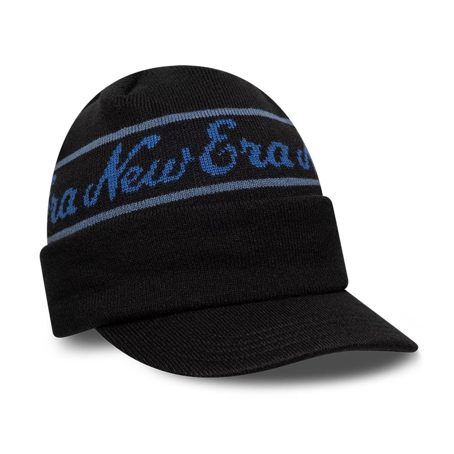This is a New Era Black Visor Knit Beanie Hat 3